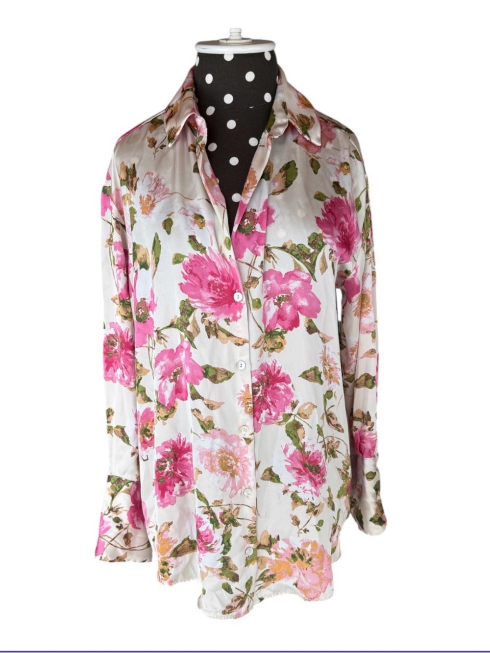 Zara Floral Print Button Front Blouse Shirt Size Small